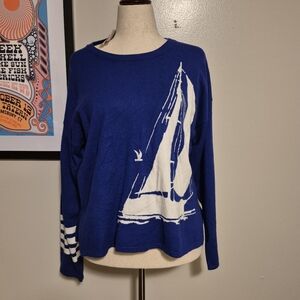 Nautical Blue Sweater with Sailboat Design L NWT Philosophy Large